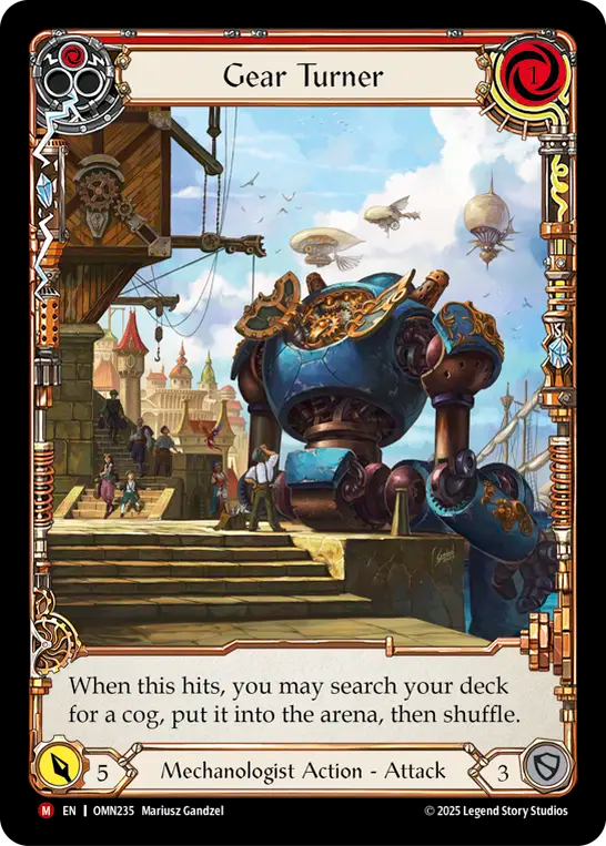 Gear Turner Extended Art Cold Foil (Red) OMN235 (Omens of the Third Age)