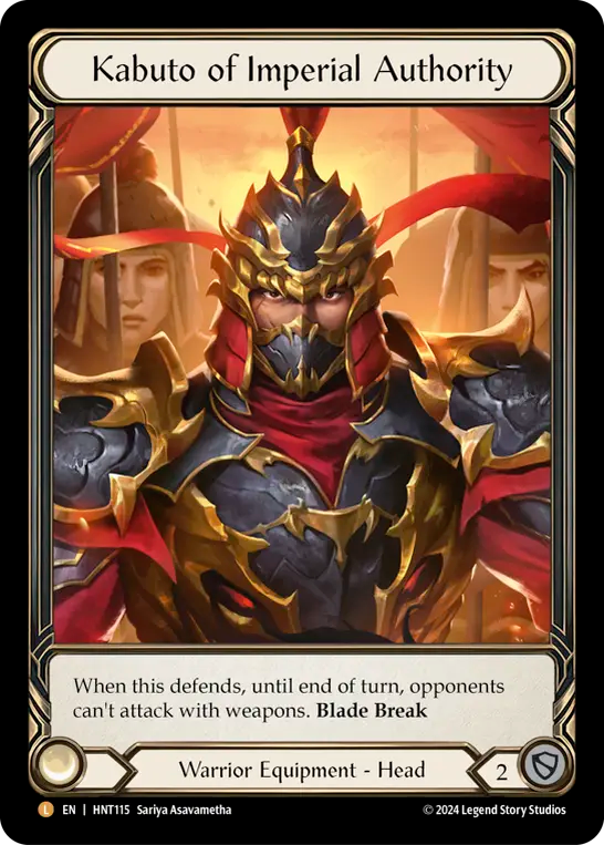 Kabuto of Imperial Authority Extended Art Cold Foil HNT115 (The Hunted)