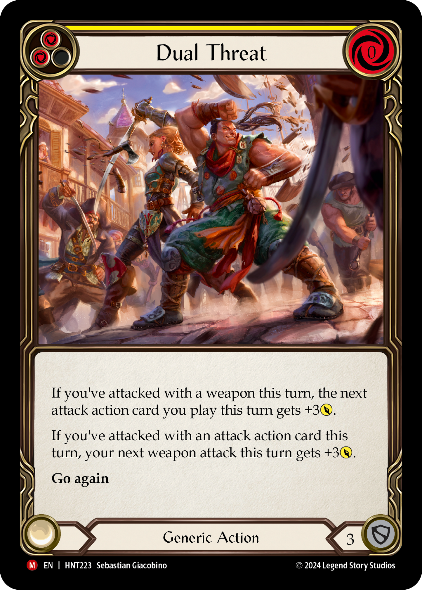 Dual Threat Rainbow Foil (Yellow) HNT223 (The Hunted)