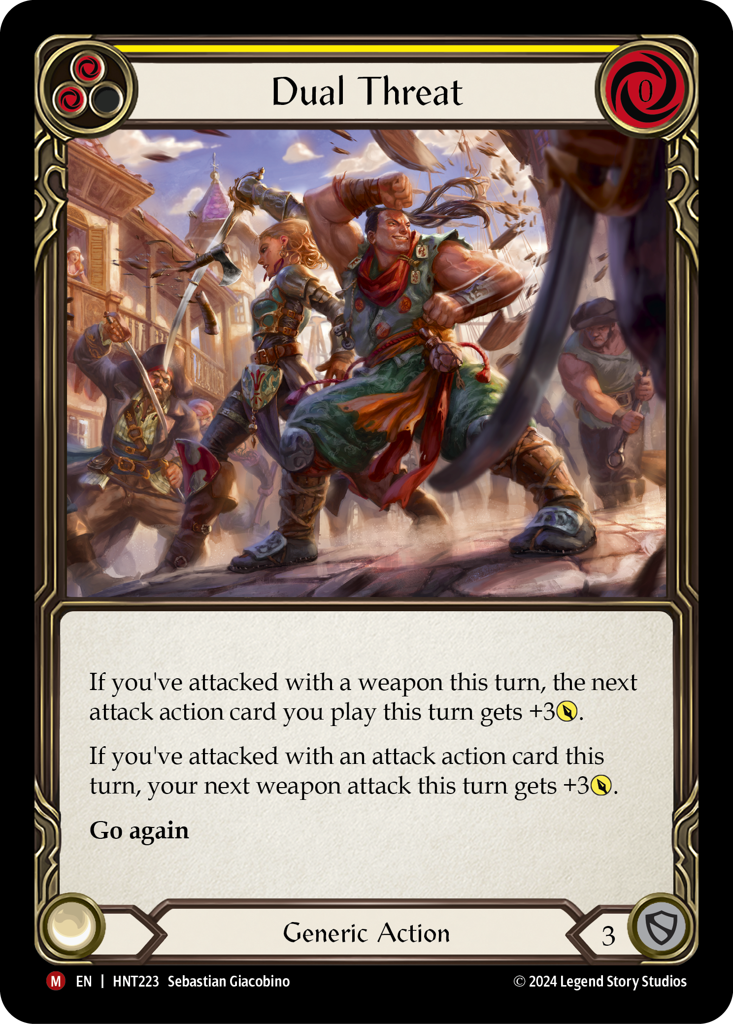 Dual Threat Rainbow Foil (Yellow) HNT223 (The Hunted)