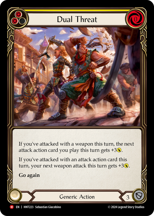 Dual Threat Rainbow Foil (Yellow) HNT223 (The Hunted)