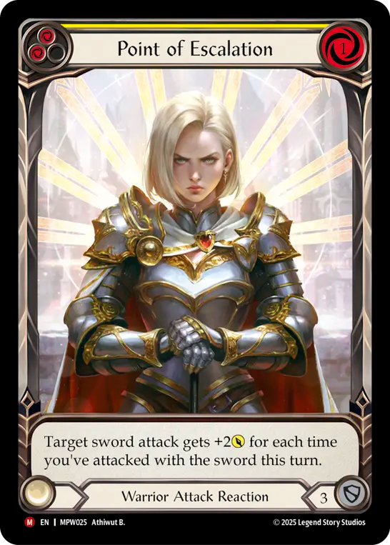 Point of Escalation Extended Art Rainbow Foil (Yellow) MPW025 (Mastery Pack Warrior)