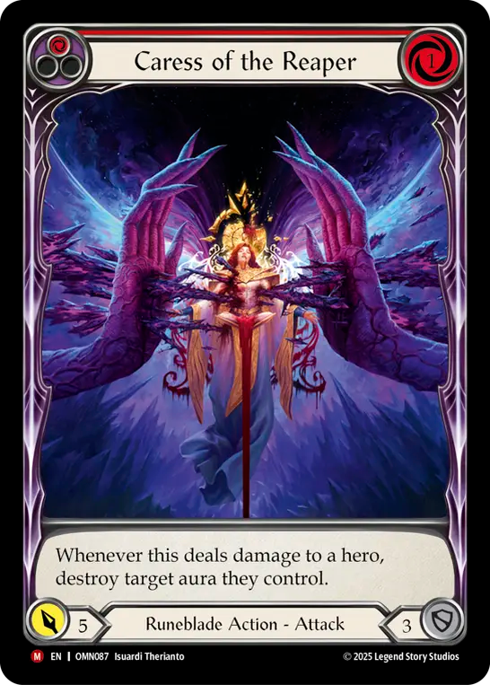 Caress of the Reaper Extended Art Cold Foil (Red) OMN087 (Omens of the Third Age)