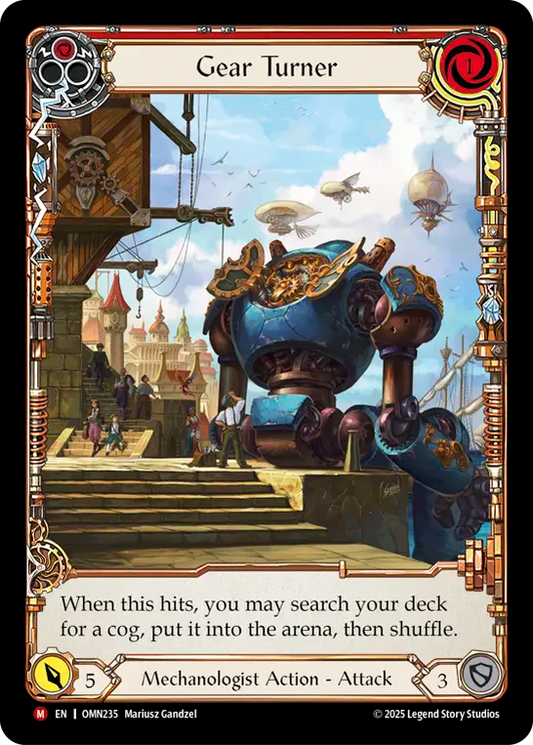 Gear Turner Extended Art Cold Foil (Red) OMN235 (Omens of the Third Age)