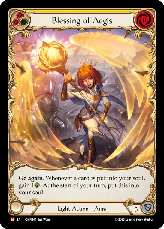 Blessing of Aegis Extended Art Cold Foil (Yellow) OMN244 (Omens of the Third Age)